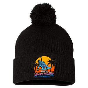 Born To Wakeboard Cool Wakeboarder Pom Pom 12in Knit Beanie