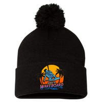 Born To Wakeboard Cool Wakeboarder Pom Pom 12in Knit Beanie