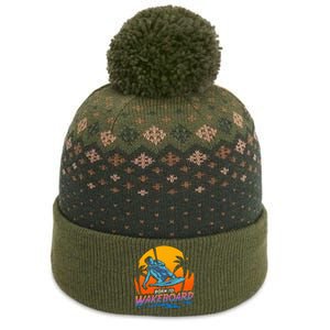 Born To Wakeboard Cool Wakeboarder The Baniff Cuffed Pom Beanie