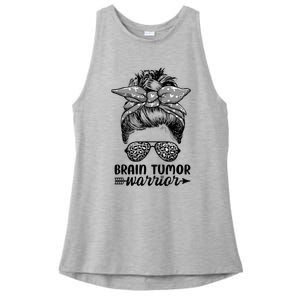 Brain Tumor Warrior Messy Bun Women Brain Tumor Awareness Ladies PosiCharge Tri-Blend Wicking Tank