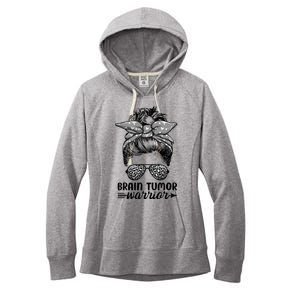 Brain Tumor Warrior Messy Bun Women Brain Tumor Awareness Women's Fleece Hoodie