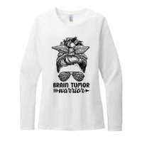 Brain Tumor Warrior Messy Bun Women Brain Tumor Awareness Womens CVC Long Sleeve Shirt