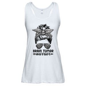 Brain Tumor Warrior Messy Bun Women Brain Tumor Awareness Ladies Essential Flowy Tank