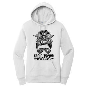 Brain Tumor Warrior Messy Bun Women Brain Tumor Awareness Women's Pullover Hoodie