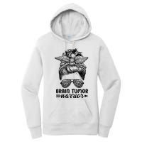 Brain Tumor Warrior Messy Bun Women Brain Tumor Awareness Women's Pullover Hoodie