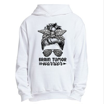 Brain Tumor Warrior Messy Bun Women Brain Tumor Awareness Urban Pullover Hoodie