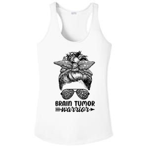 Brain Tumor Warrior Messy Bun Women Brain Tumor Awareness Ladies PosiCharge Competitor Racerback Tank