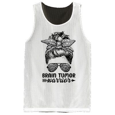 Brain Tumor Warrior Messy Bun Women Brain Tumor Awareness Mesh Reversible Basketball Jersey Tank