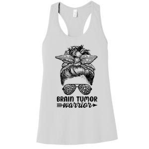 Brain Tumor Warrior Messy Bun Women Brain Tumor Awareness Women's Racerback Tank