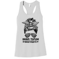 Brain Tumor Warrior Messy Bun Women Brain Tumor Awareness Women's Racerback Tank