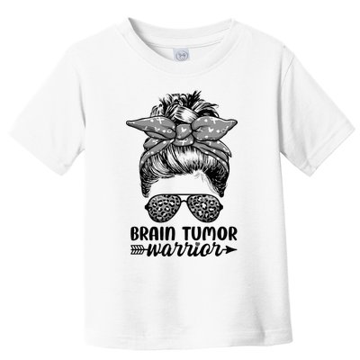 Brain Tumor Warrior Messy Bun Women Brain Tumor Awareness Toddler T-Shirt