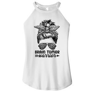 Brain Tumor Warrior Messy Bun Women Brain Tumor Awareness Women's Perfect Tri Rocker Tank