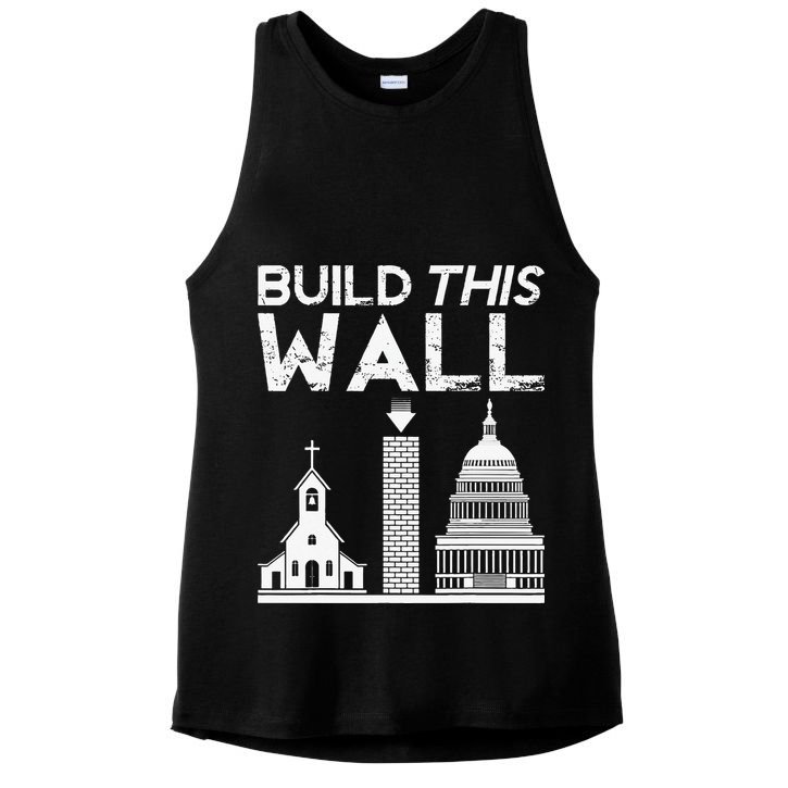 Build This Wall Separation Of Church And State USA Ladies PosiCharge Tri-Blend Wicking Tank