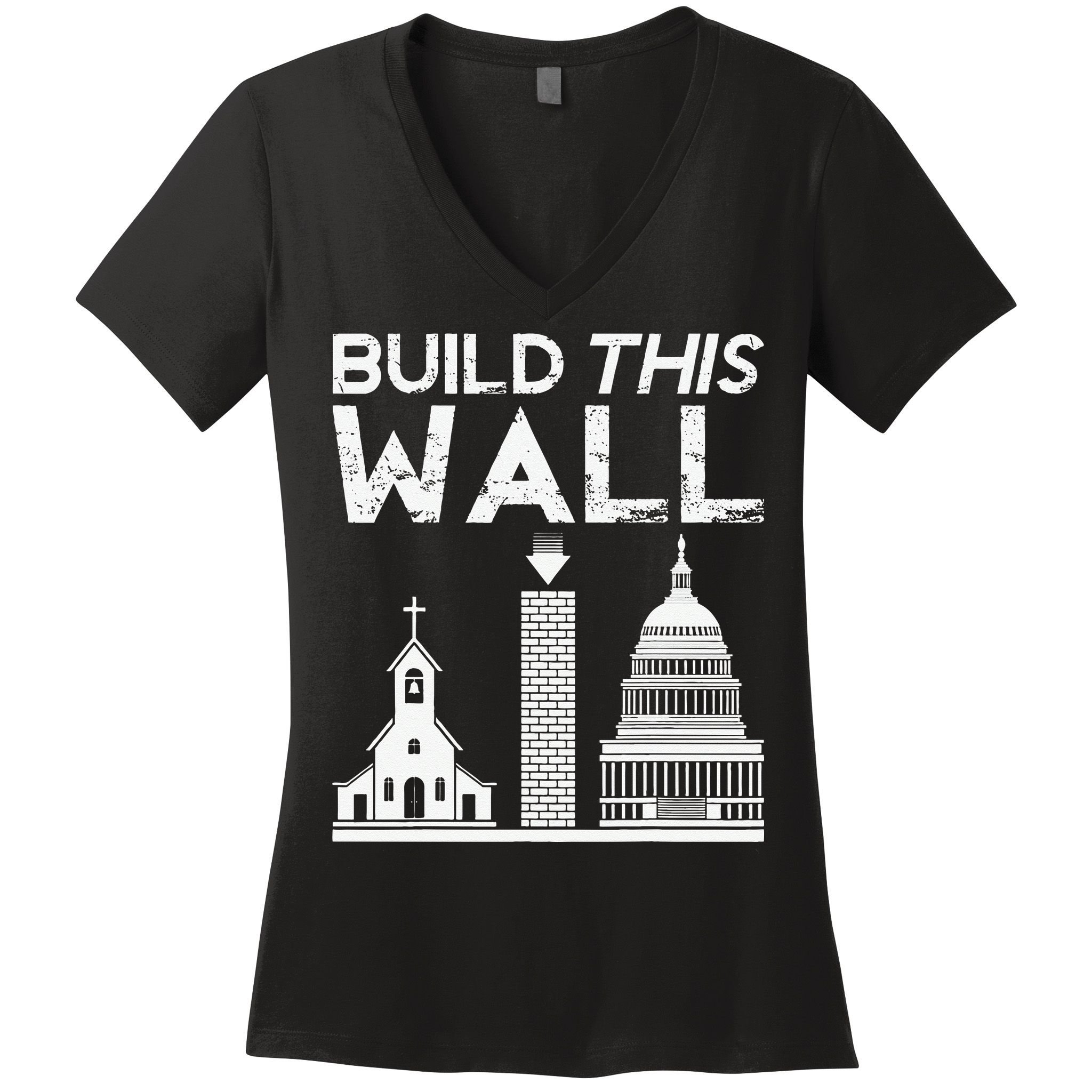 Build This Wall Separation Of Church And State USA Women's V-Neck T-Shirt