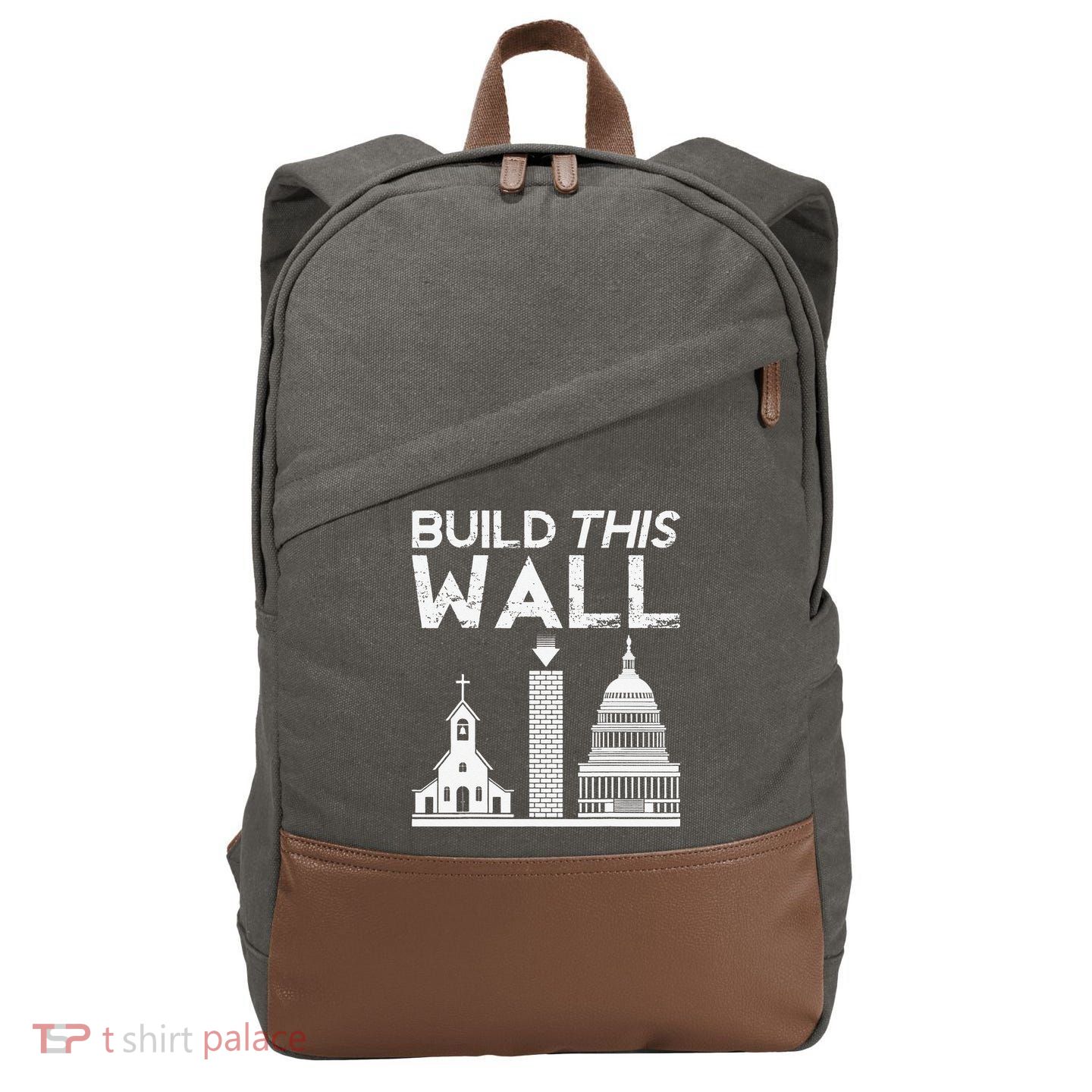 Build This Wall Separation Of Church And State USA Cotton Canvas Backpack