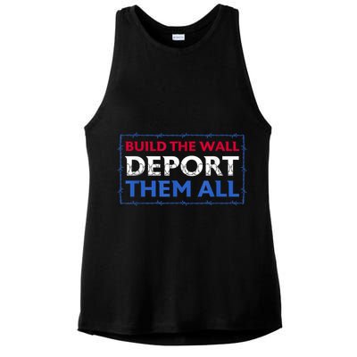 Build The Wall Deport Them All Ladies PosiCharge Tri-Blend Wicking Tank