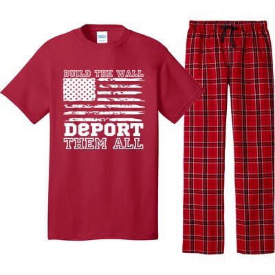 Build The Wall Deport Them All America Flag Pajama Set