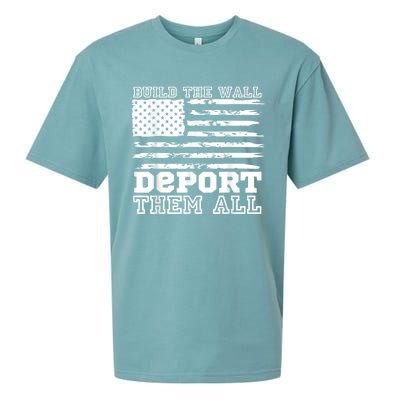 Build The Wall Deport Them All America Flag Sueded Cloud Jersey T-Shirt