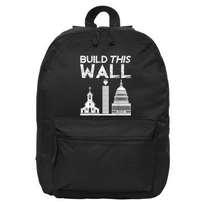 Build This Wall Separation Of Church And State Usa 16 in Basic Backpack