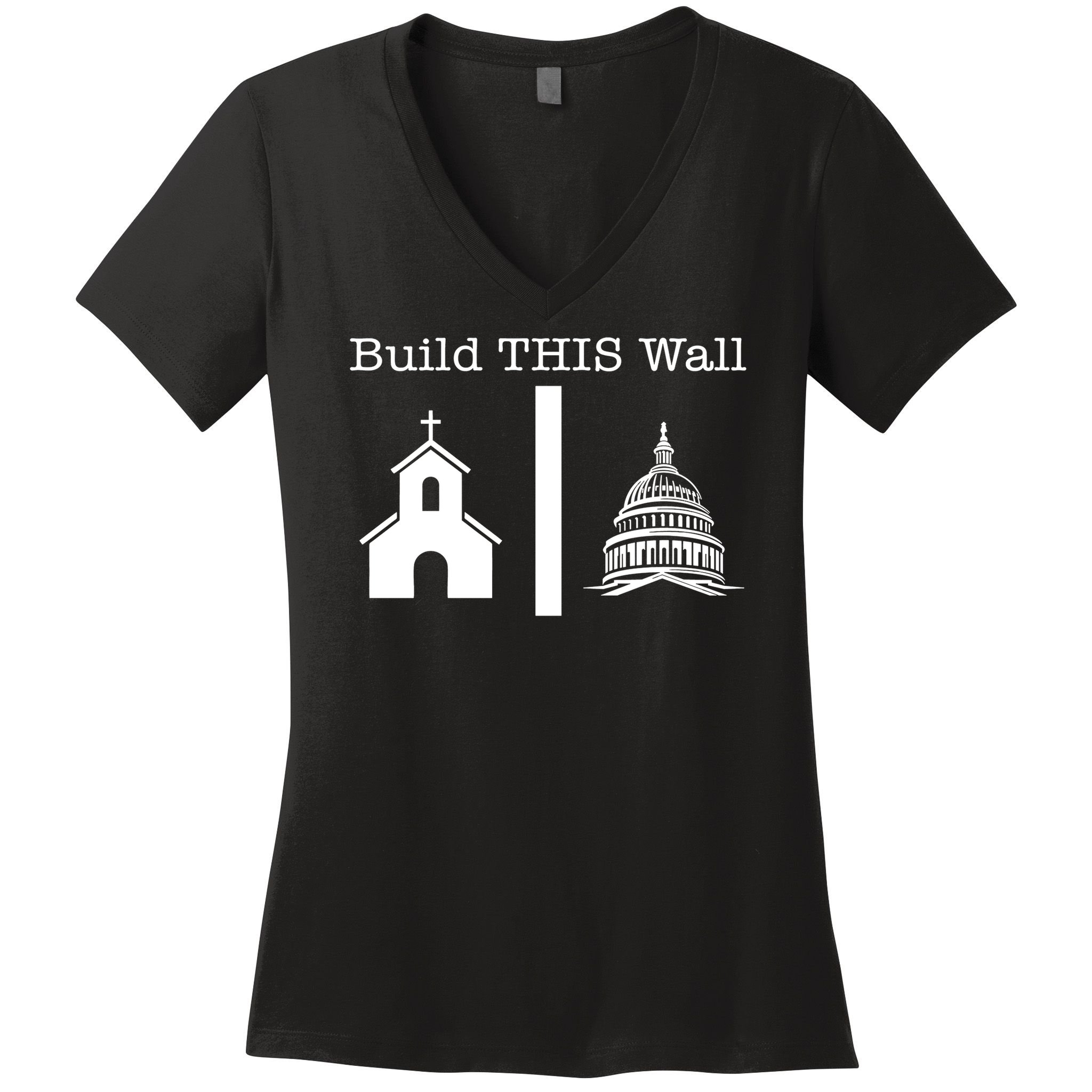 Build This Wall Separation Church State Usa Women's V-Neck T-Shirt