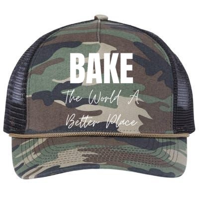 Bake The World A Better Place Gift Retro Rope Trucker Hat Cap