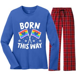 Born This Way Gay Lesbian Lgbt Gift Women's Long Sleeve Flannel Pajama Set 