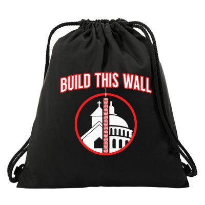 Build This Wall Separation Of Church And State Drawstring Bag