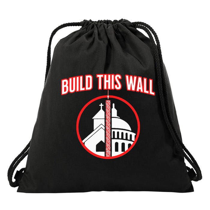 Build This Wall Separation Of Church And State Drawstring Bag