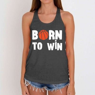 Born To Win Basketball Bball Baller Playing Basketball Women's Knotted Racerback Tank