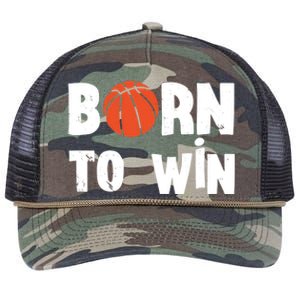 Born To Win Basketball Bball Baller Playing Basketball Retro Rope Trucker Hat Cap