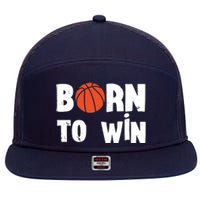 Born To Win Basketball Bball Baller Playing Basketball 7 Panel Mesh Trucker Snapback Hat