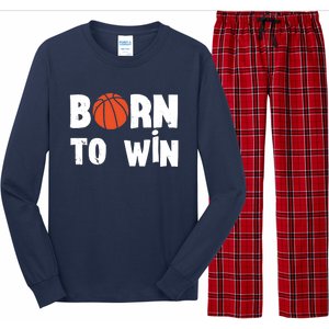 Born To Win Basketball Bball Baller Playing Basketball Long Sleeve Pajama Set