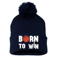 Born To Win Basketball Bball Baller Playing Basketball Pom Pom 12in Knit Beanie