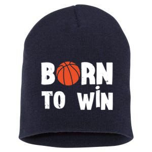 Born To Win Basketball Bball Baller Playing Basketball Short Acrylic Beanie