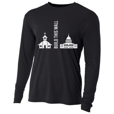 Build This Wall Ironic Separate Church And State Cooling Performance Long Sleeve Crew