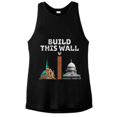 Build This Wall Separate Church And State Ladies PosiCharge Tri-Blend Wicking Tank