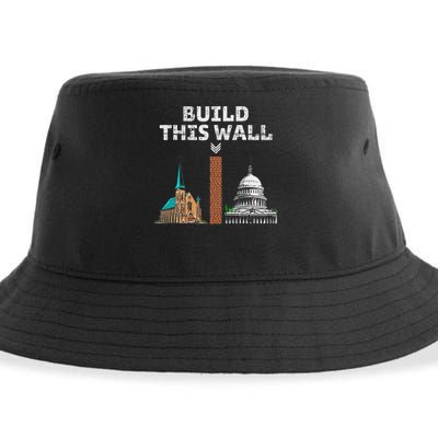 Build This Wall Separate Church And State Sustainable Bucket Hat