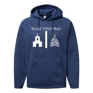 Build This Wall Separation Of Church And State Usa Performance Fleece Hoodie