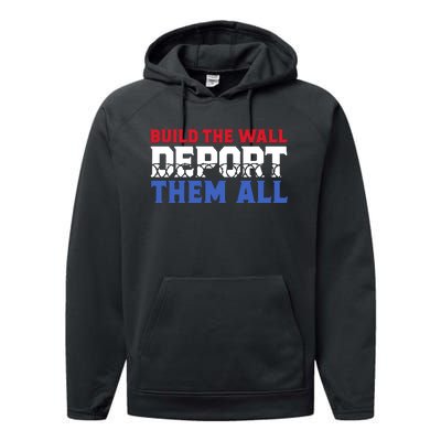 Build The Wall Deport Them All Performance Fleece Hoodie