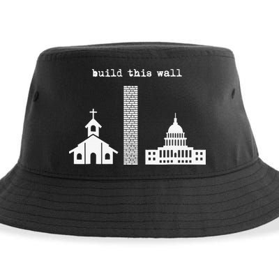 Build This Wall Ironic Separate Church and State Sustainable Bucket Hat