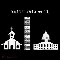 Build This Wall Ironic Separate Church and State Drawstring Bag