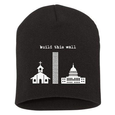 Build This Wall Ironic Separate Church and State Short Acrylic Beanie