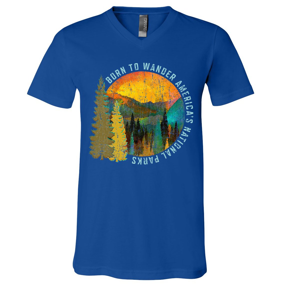 Born To Wander Americas National Parks V-Neck T-Shirt