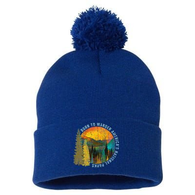 Born To Wander Americas National Parks Pom Pom 12in Knit Beanie