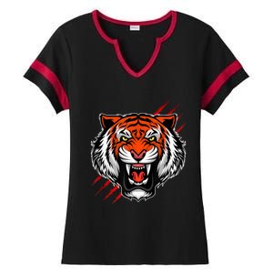 Bengal Tiger Wildlife Big Cat Ladies Halftime Notch Neck Tee