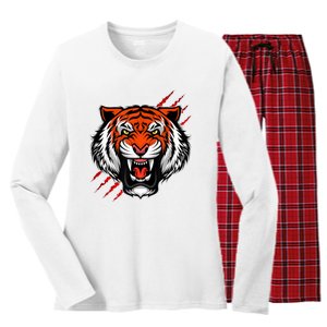 Bengal Tiger Wildlife Big Cat Women's Long Sleeve Flannel Pajama Set 