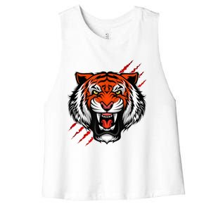 Bengal Tiger Wildlife Big Cat Women's Racerback Cropped Tank