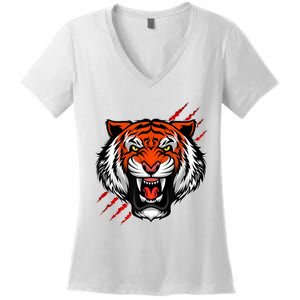 Bengal Tiger Wildlife Big Cat Women's V-Neck T-Shirt