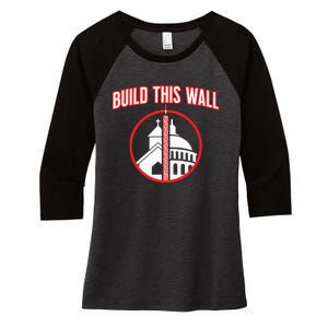 Build This Wall Separation Of Church And State Women's Tri-Blend 3/4-Sleeve Raglan Shirt