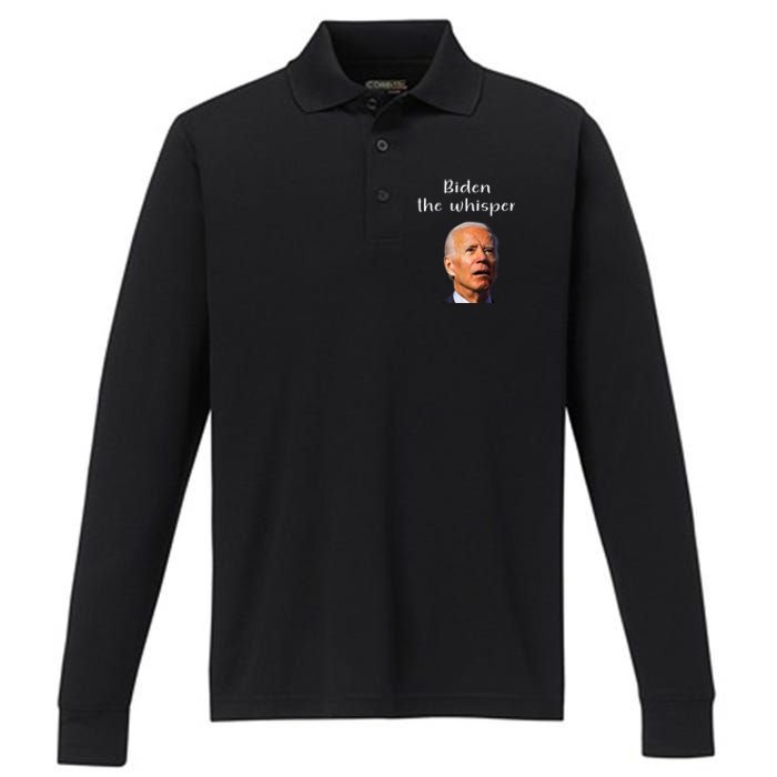 Biden The Whisper Funny Anti Joe Biden Performance Long Sleeve Polo